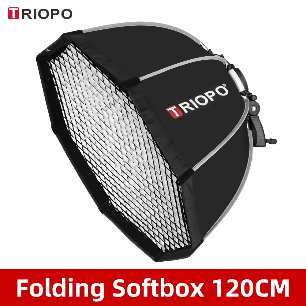 Triopo 55cm 65cm 90cm 120cm kokoontaitettava kahdeksankulmainen softbox kannatin softbox kahva godox yongnuo speedlite salamavalolle