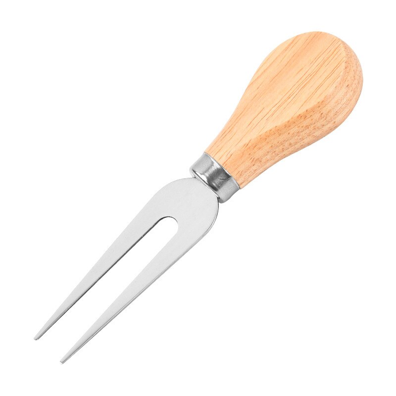 4PCS Cheese Knives Stainless SteelOak Handle Cheese Cutter Cheese Board Butter Spatula Kitchen Cheese Tools: Cheese fork