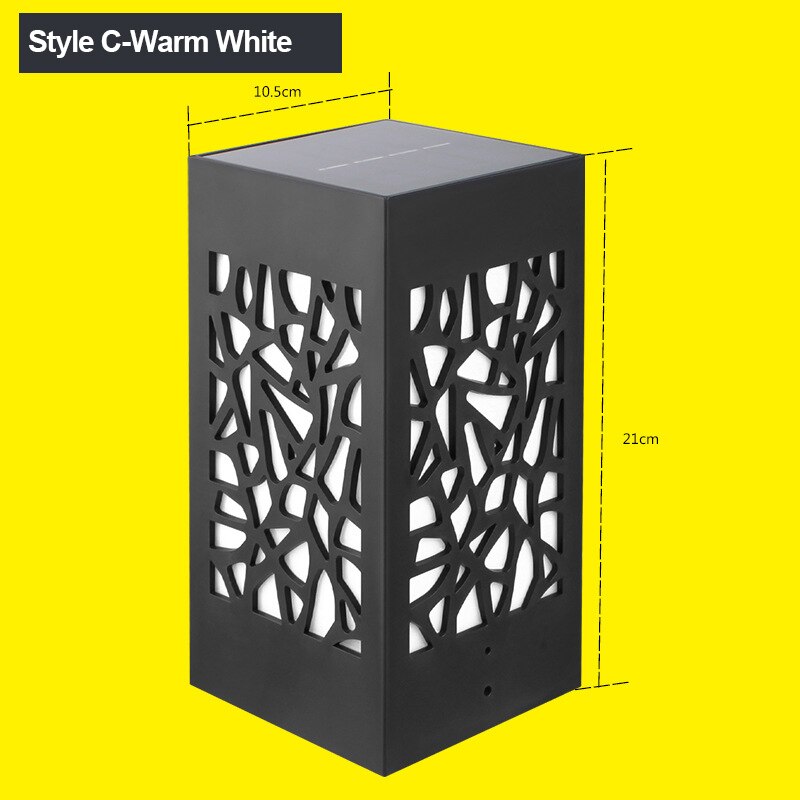 Solar Column Headlight LED Courtyard Light Outdoor Waterproof Landscape Lamp Garden Decoration Street Light Villa Wall Lights: Style C Warm White