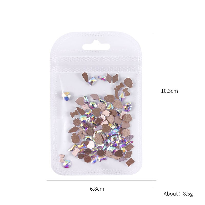 Mixed 100Pcs Nail FlatBack Super Glitter Crystal AB Rhinestone Bright Black Nail Art Rhinestones Stone DIY Manicure Decorations