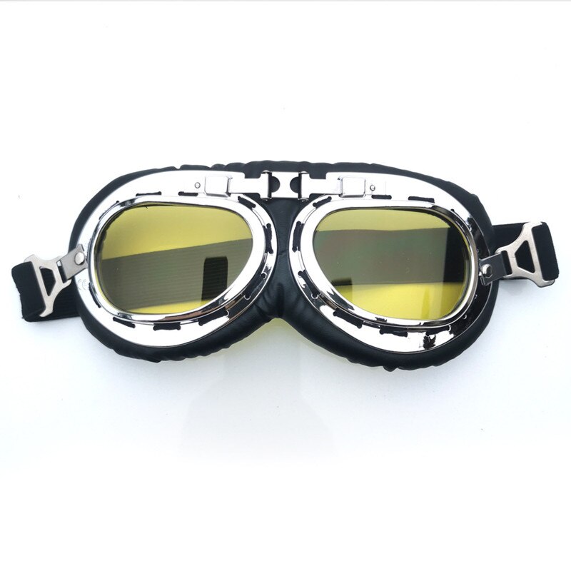 Retro Motorcycle Goggles Classic Brown Motorbike Glasses Cycling Glasses Sports Dustproof Eye Protection Leather Helmet Glasses: B