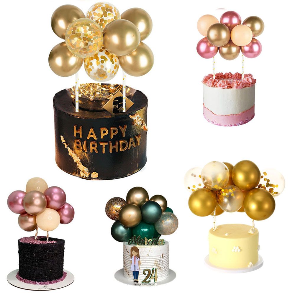 10Pcs Balloon Cake Topper 5Inch Confetti Balloon Mini Balloon Garland Cake Topper Girl Birthday Bridal Shower Party Decorations