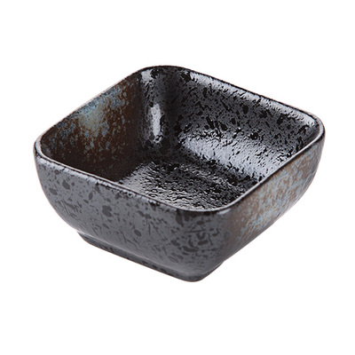 Japanese Style Square Saucer Home Soy Sauce Dish Ceramic Tableware Dish Sauce Plate: Black
