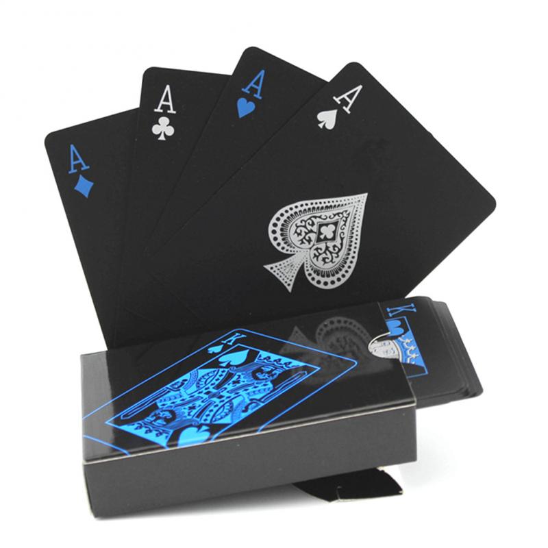 54Pcs Plastic Pvc Poker Waterdicht Zwart Speelkaarten Classic Magic Trick Tool Party Gunsten Volwassen Game