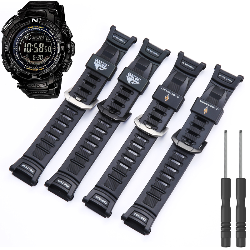 Bracelet de montre en résine et caoutchouc pour Casio PRG130 PRG-130Y PRG-130 PRW1500 PRW-1500, accessoires de remplacement pour hommes