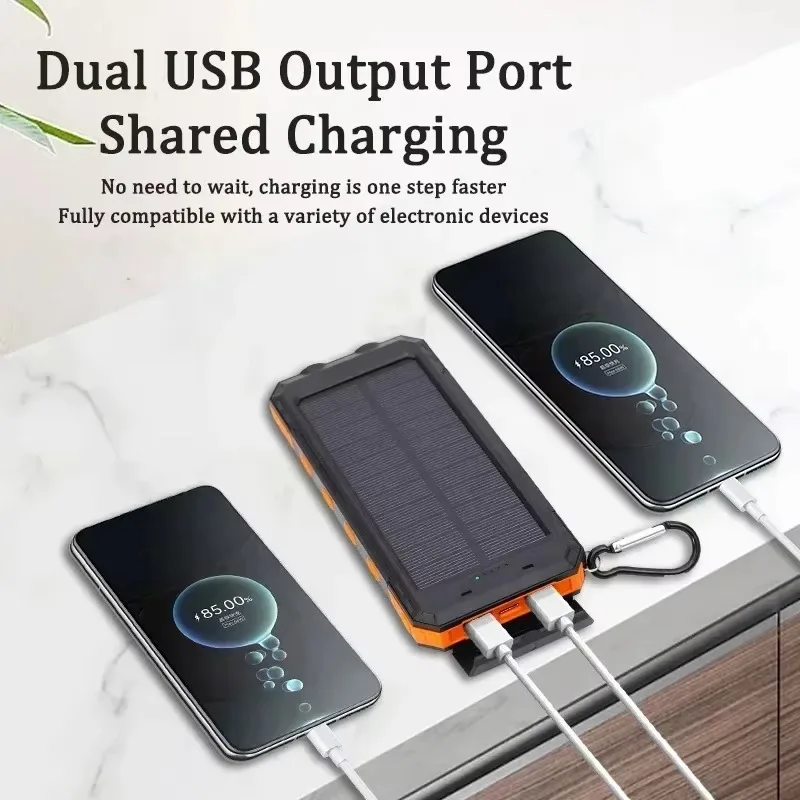 20000mAh Large Capacity Solar Power Bank Portable Charger Compatible with IOS Android USB-A and USB-C Fast Charging Powerbank