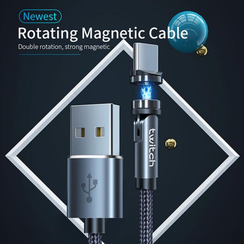 540 Roteren Magnetische Usb-kabel Snelle Opladen Type C Kabel Magneet Charger Charge Micro Usb Kabel Mobiele Telefoon Kabel usb Cords