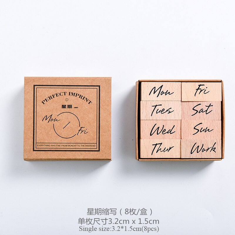 Vintage Month Week Planner Stamp Basic Function Series Digital Symbol Stamp Wooden DIY Seal Stationery Office Supplies: week abbreviation