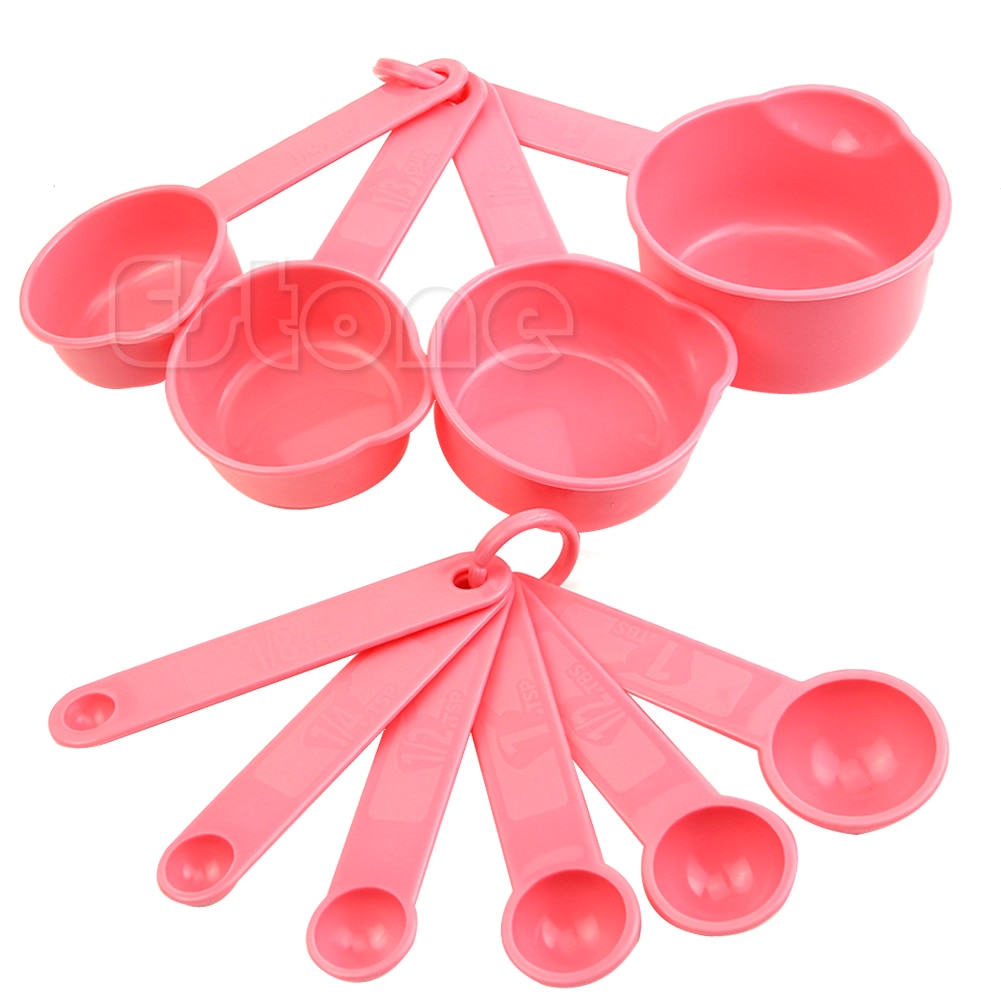 10 stk lyserøde plastmåleskeer kopper spiseskeværktøj til bagning af kaffe  c90d
