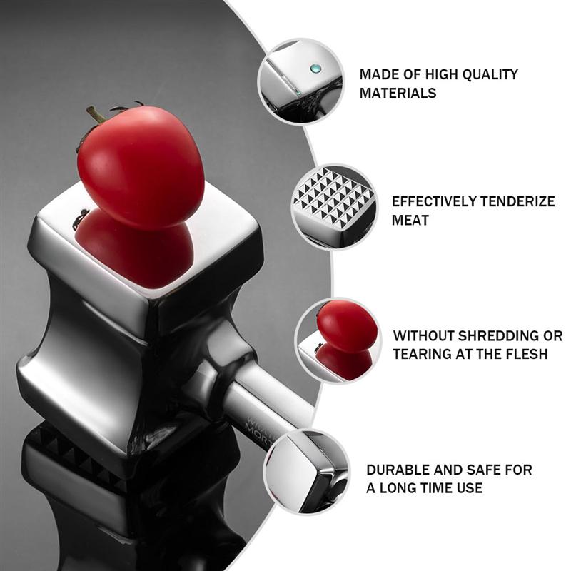 Meat Hammer Useful Good Fine Kitchen Meat Mallet Cooking Hammer Dual-Sided Hammer Kitchen Gadgets Cast Steak Knock Meat Hammer