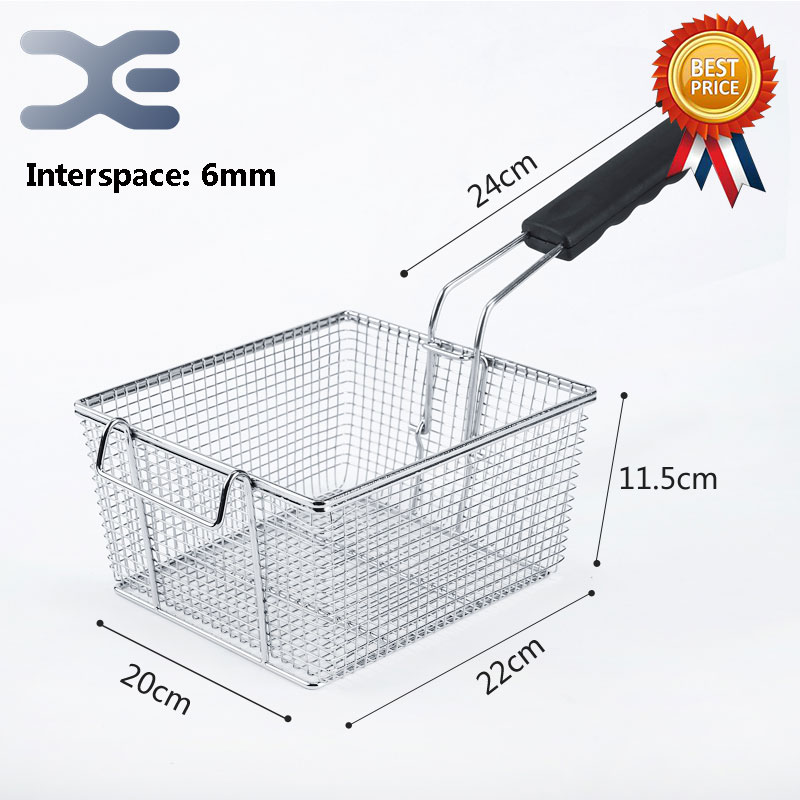 22cm*20cm*11.5cm frituregryderet i rustfrit stål firkantet filter netto krypteret dørformet stegekurv frituregryde