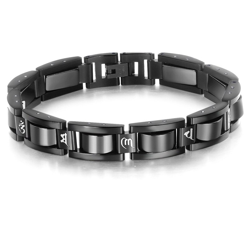 Black Magnetic Bracelet Men Hand Chain Energy Health Germanium Magnet Bracelet Stainless Steel Bracelets for Women: 5