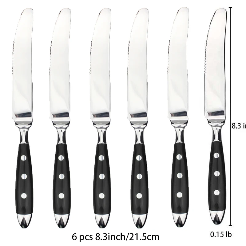 Cubiertos clásicos y elegantes de acero inoxidable, juego de 4/6/8 piezas, cuchillo deportivo de , cuchillo para carne con horquilla completa, juego de cubiertos creativos: YELLOW