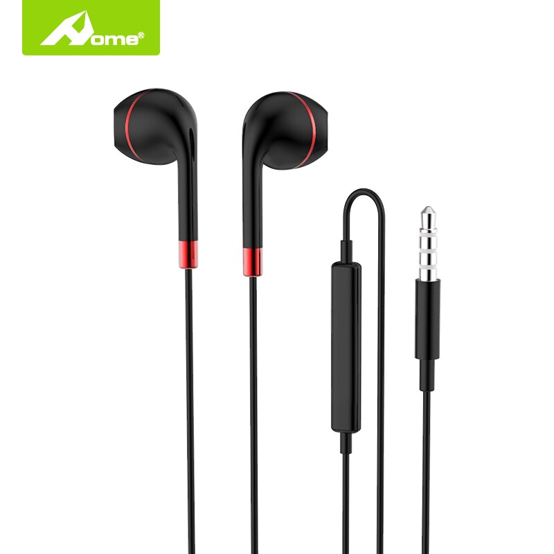 Auriculares intrauditivos con cable y conector de 3,5mm, cascos estéreo con cancelación de ruido y Control de volumen de auriculares para teléfono móvil: black red