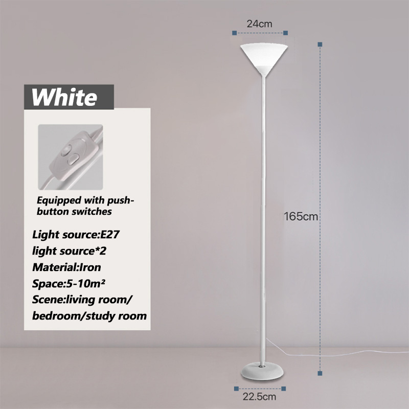 Jernmaling gulvlampe skandinavisk trykknapkontakt mor stil stue soveværelse arbejdsværelse indendørs minimalistisk dekorativ lampe: Brun / Hvid