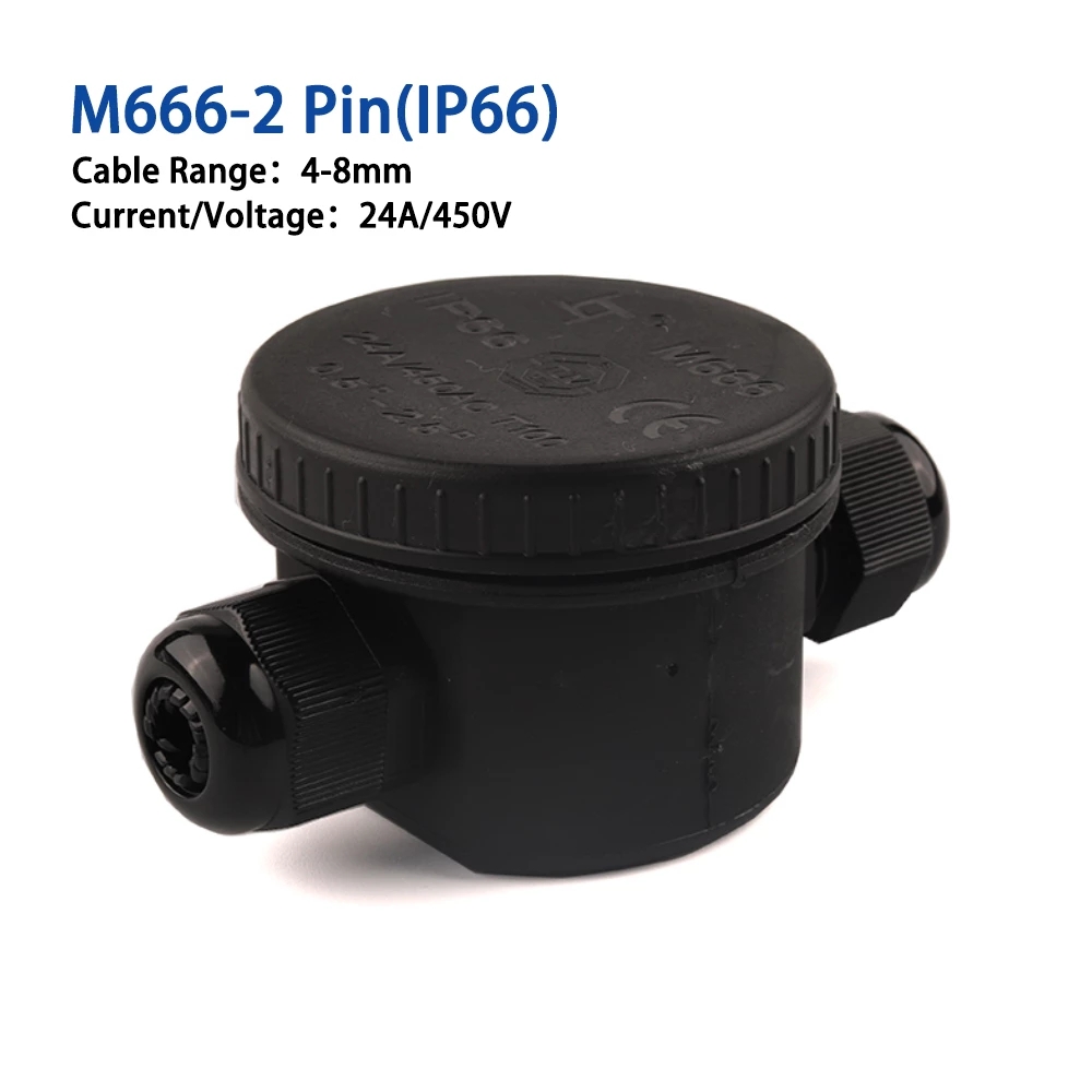 2 Way Electrical Outdoor Waterproof IP66 Electrical Cable Wire Connector Round Junction Box With Terminal Light Accessories 24A/