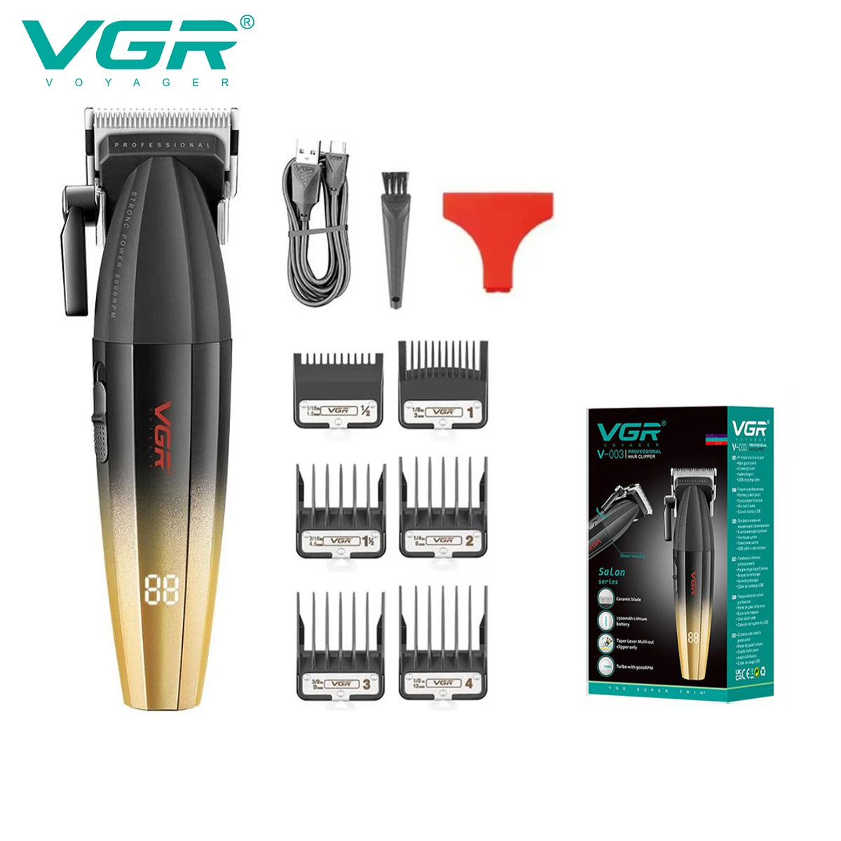 VGR Maszynka robić strzyżenia włosów Profesjonalna Trymer robić włosów 9000RPM Maszyna robić strzyżenia włosów Maszynki fryzjerskie Metalowe Elektryczne Trymer dla mężczyzn V-003 V-285: Złota