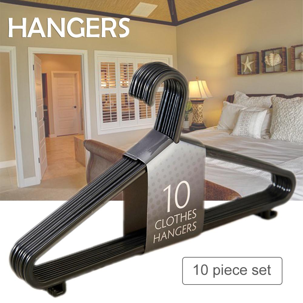 10pcs Adult Clothing Hanger Non-Slip Dry Clothe Hanging Rack Portable Household Clothe Dress Organizer Closet Space Saver Black: 10pcs