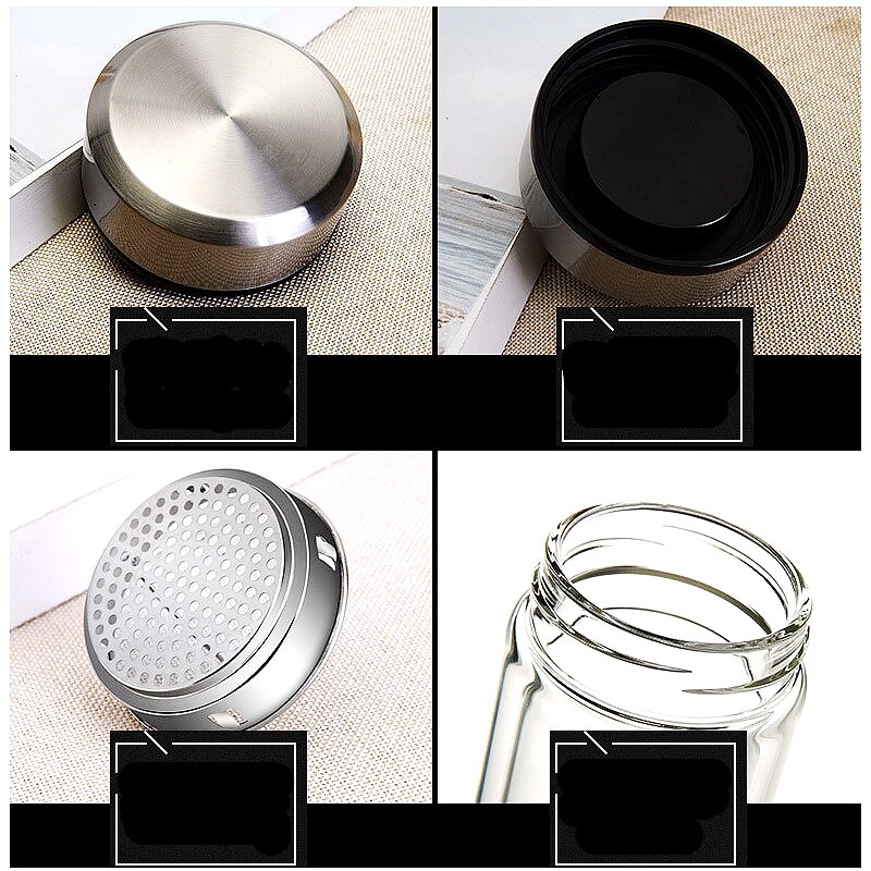 Double-layer Glass Water Bottle Water Bottle Double Layer Glass Heat Resistant Transparent Glass with Infuser Water Bottle