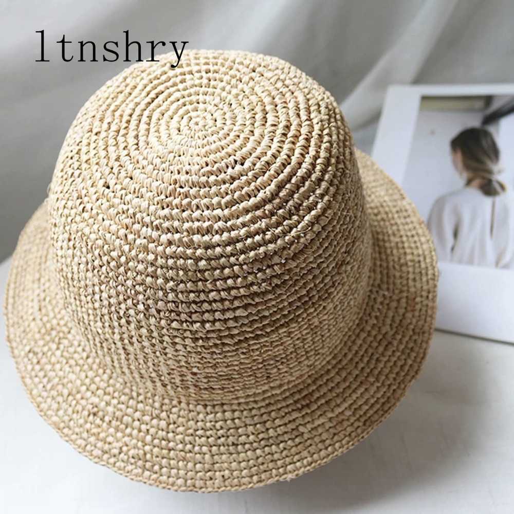 Håndlavede sommer hatte til kvinder halm sol hat spand kasket raffia dame piger panama strand hatte floppy kvinde rejser foldning cap