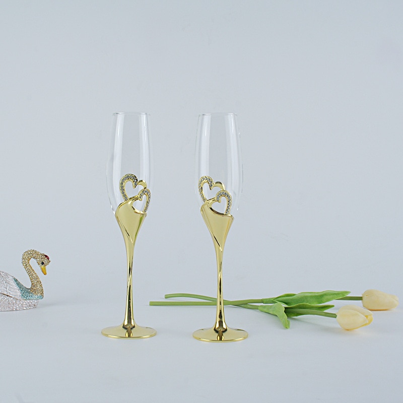 201-300 ml kristallschampagnekoppuppsättningar europeisk och amerikansk hushållsbägare bröllopsglas vin gyllene kopp och ros