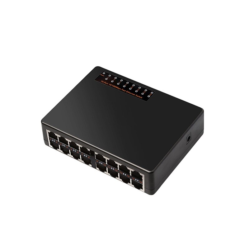 16- poorts netwerkswitch, snel ethernetnetwerk lan,  rj45 vlan smart switcher, 10/100 mbps hub voor desktop-pc met eu/vs-adapter