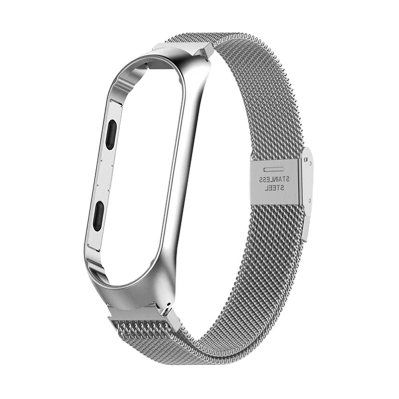 Pulsera inteligente para Xiaomi mi Band 3 4 mi Band 4 3 correa de Metal de acero inoxidable Z2: Silver / For mi band 3