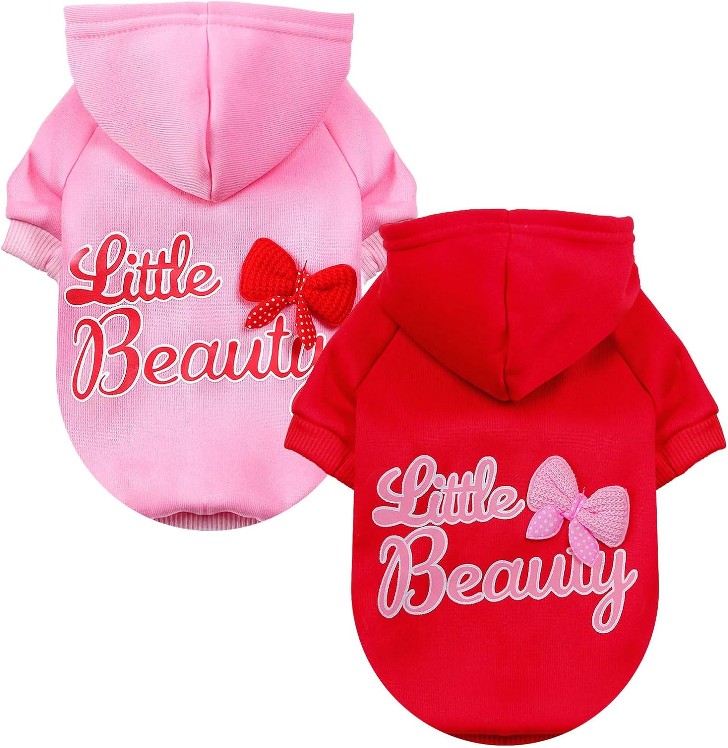 Small Medium Dog Hoodies Fleece-Lined Hooded Sweater, Autumn Winter Dog Clothes Puppy Pullover with Leash Hole Pet Apparels