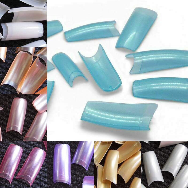 500 PCS French Style Nail Tips Pearl Pearly Color False Acrylic Nails UV Gel Nail Art Tips Tools