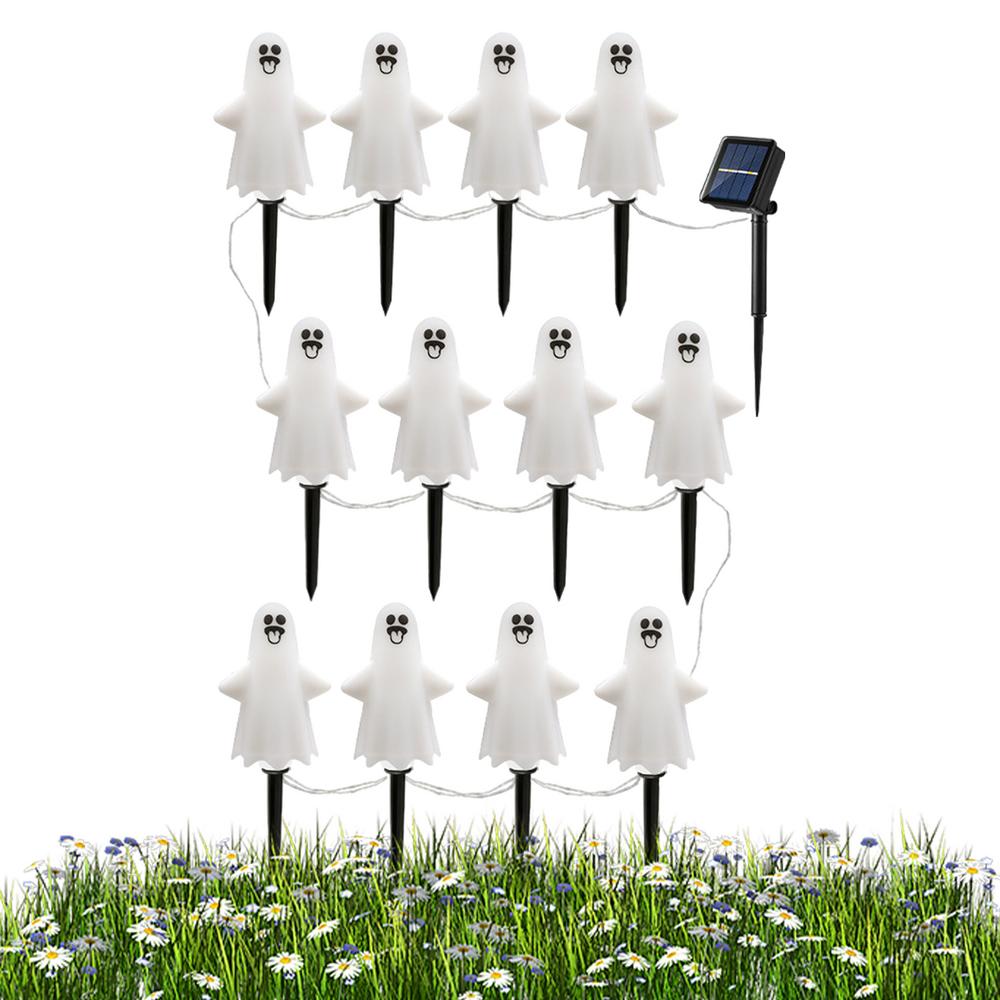 Halloween Garden Stake Lights Solar Ghost Pathway Lights Halloween Solar Stake Lights Halloween Pathway Lights Ghost Decorations: green