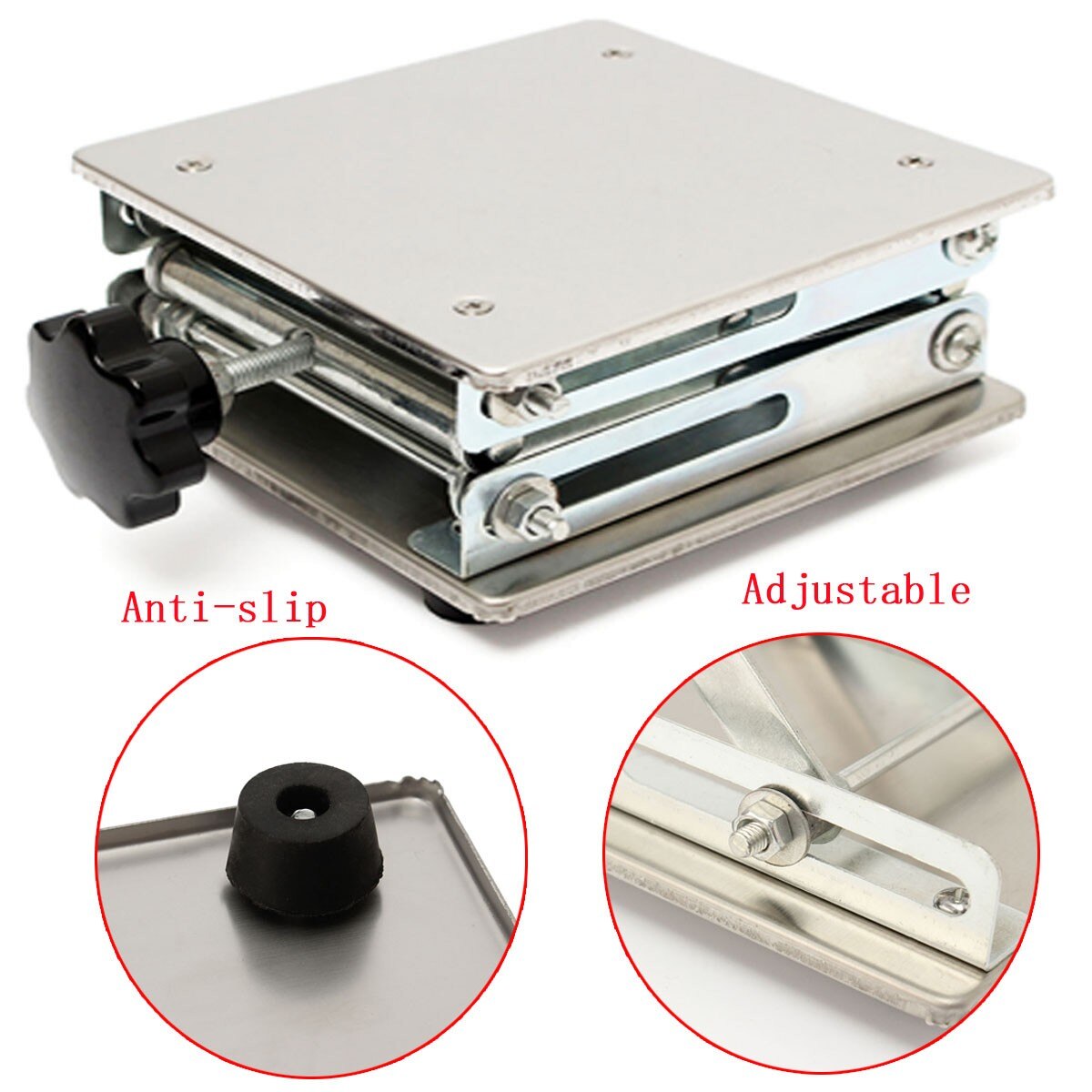 6" Stainless Steel Adjustable Lab Stand Table Rack Scissor Lab-Lift Lifter for Science Experiment Woodworking Benches