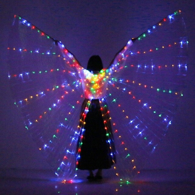 LED objeto de atrezo para mujer y niña, alas LED luminosas ISIS, disfraz de ala iluminada, alas de estilo abierto sin palos: Multicolor