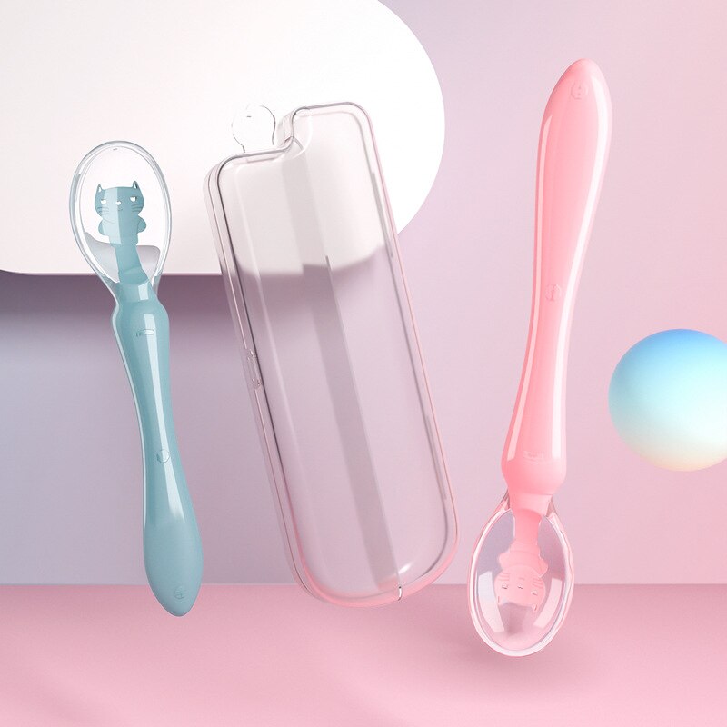2 Packs Food Grade Silicone Baby Feeding Spoons Babies Infants Toddlers Self Feeding Training Spoons Baby Utensils