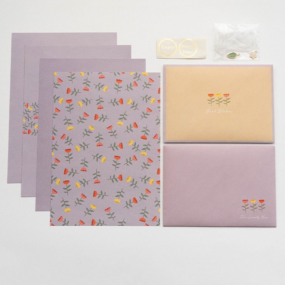 Kartki Podarunkowe Kwiaty Kwiatowe Koperty DIY Pocztówka z Naklejkami Bloki robić Pisania Listów Kartki z Życzeniami Kawaii Papier robić Pisania Listów Zaproszenia Kartki: FIOLETOWY