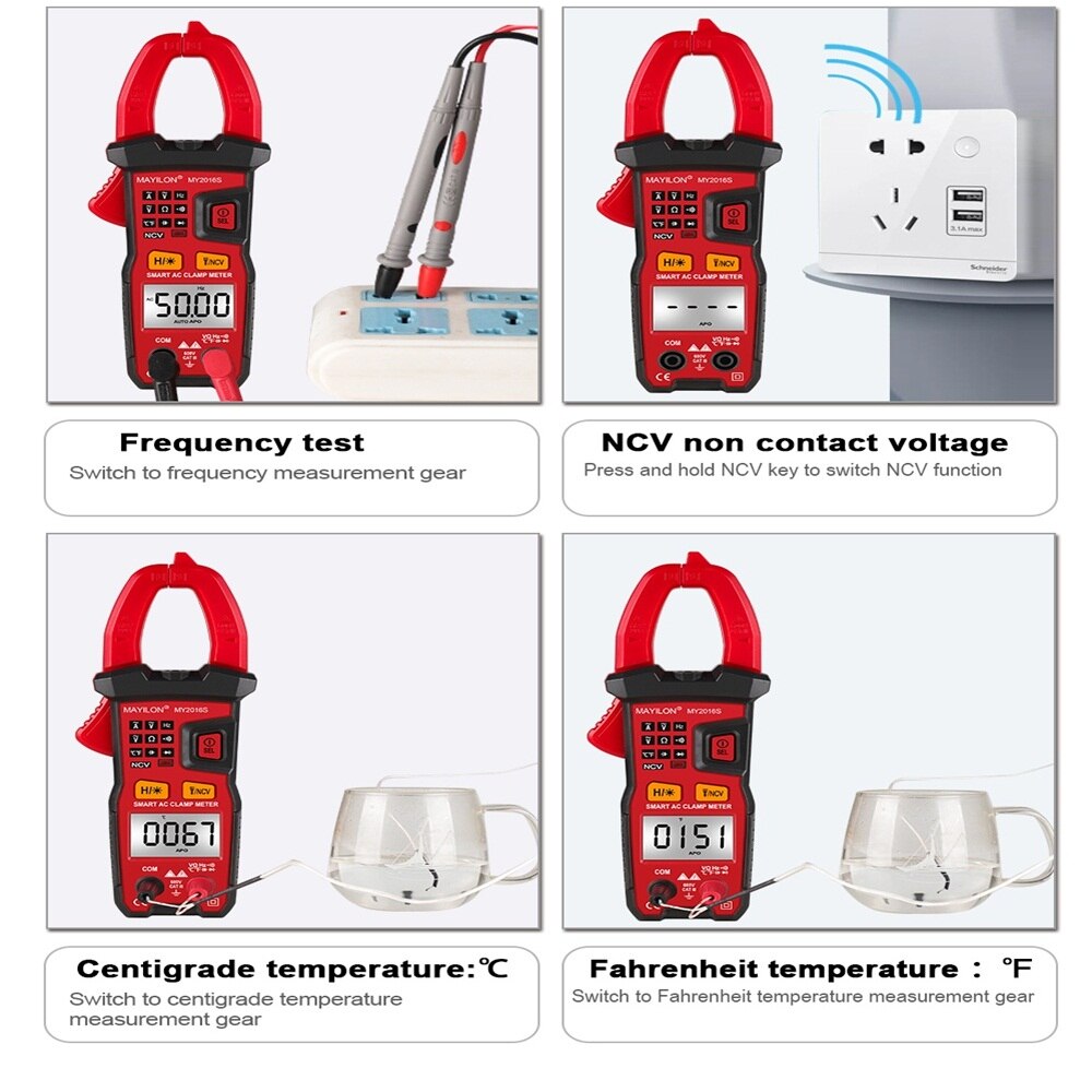 AC DC Digital Clamp Meter RMS Current Voltage Multimeter Measurement Capacitance Electrical Megger Tester