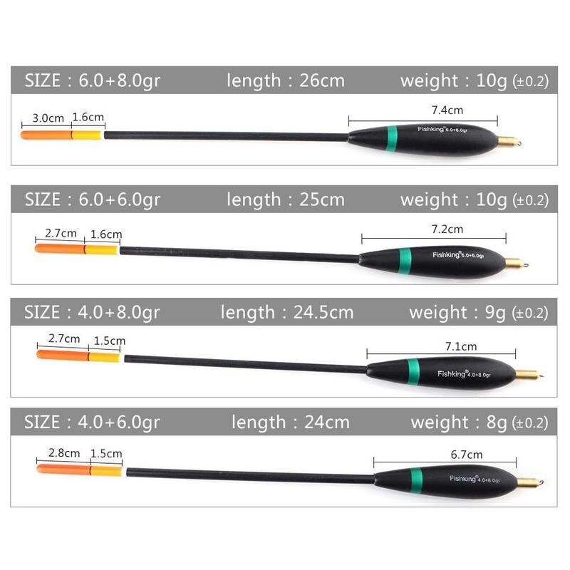 Flotador de pesca con cola dura, 8g-10g de pesca de flotador, herramienta para carpa de 24cm-26cm, equipo de pesca Vertical, 4 unids/lote