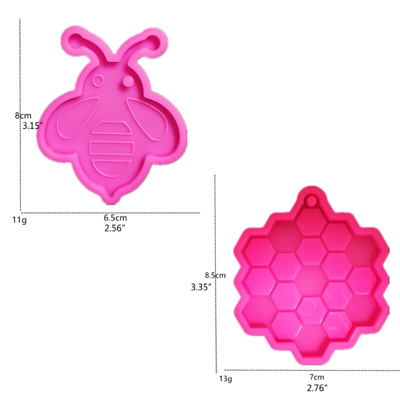 Bee Keychain Epoxy Resin Mold Honeycomb Necklace Pendant Silicone Mould DIY Crafts Jewelry Casting Tools