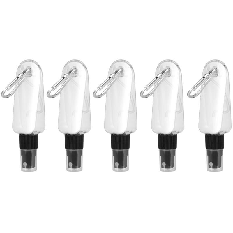 5pcs Portable Spray Bottles Plastic Hand Sanitizer Bottles Empty Spray Bottle Multifunction Bottles with Hanger: Black