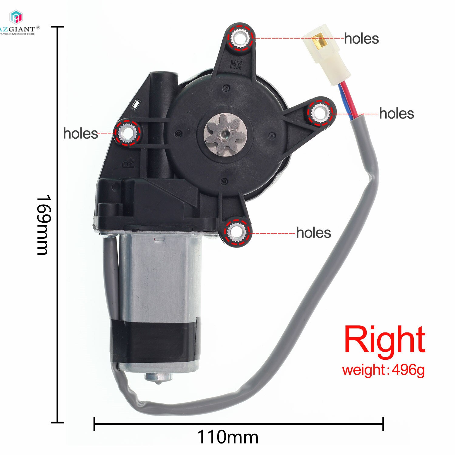 AZGIANT 12V 3 hole 8 Teeth Car Electric Window Lifter Motor Engine Power Windows Motor Regulator Left/ right Torx pinion: 4 hole 7 teeth B