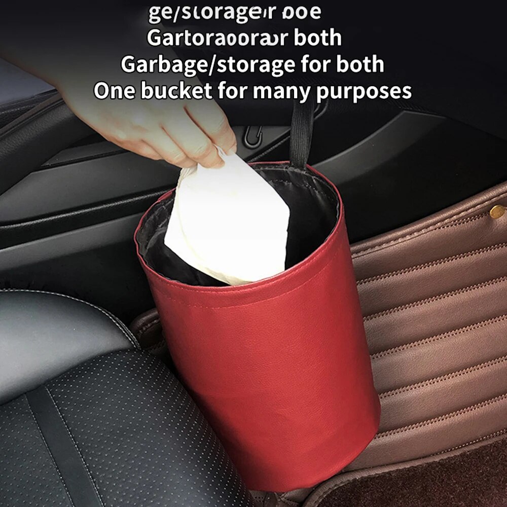 Bote de basura plegable para coche, contenedor de basura Interior, organizador de residuos, soporte impermeable, accesorios para automóvil