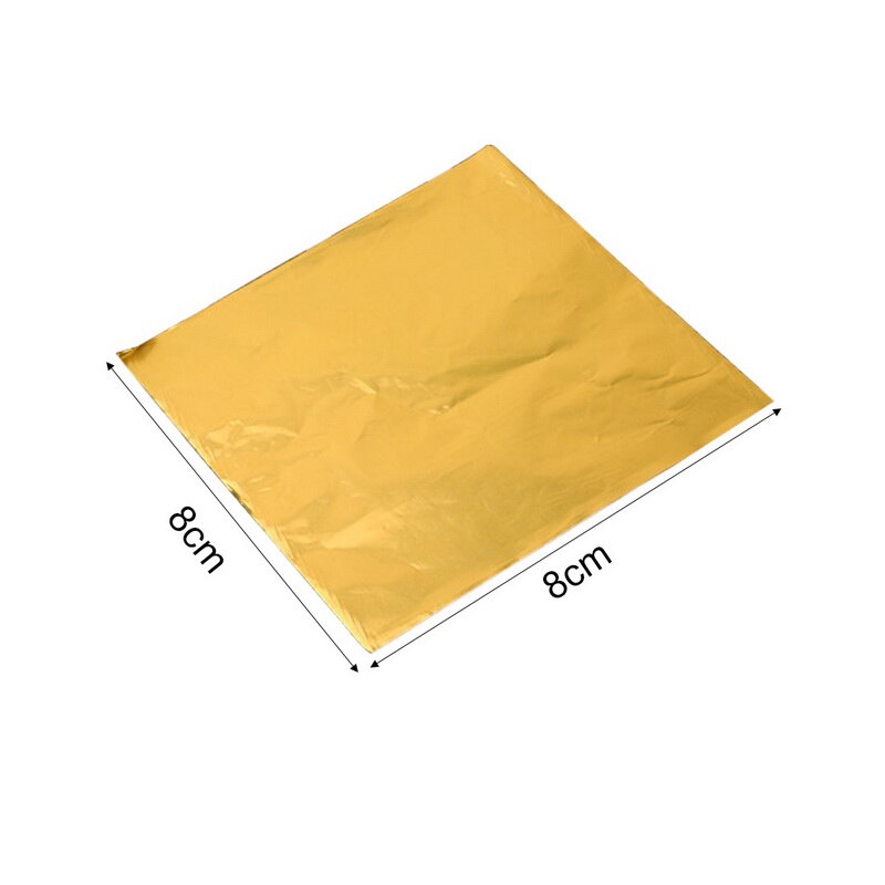 Papel de aluminio 100 Uds 8x8CM DIY para alimentos, papel para dulces y Chocolate, paquete de 10 colores para fiestas, cumpleaños, envoltura, papel adhesivo: gold