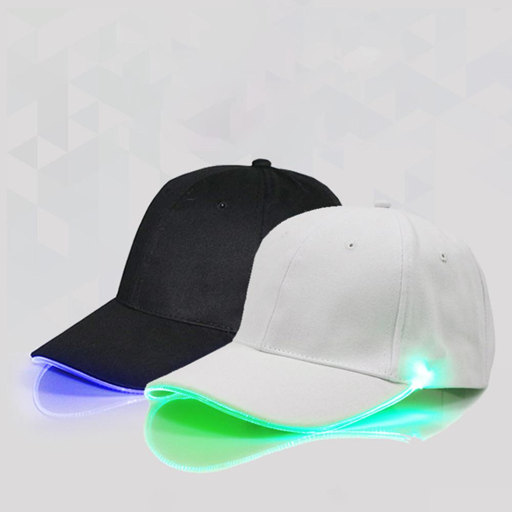 Nueva gorra de béisbol gorra de Hip Hop gorra de fibra óptica sombrero brillante LED de fibra óptica iluminador ajustable Unisex sombrero de sol