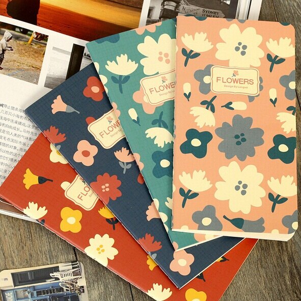 Bloc de notas de bolsillo para diario Vintage, bonito cuaderno en blanco de la serie Flor Retro, para estudiantes, 1 ud./lote