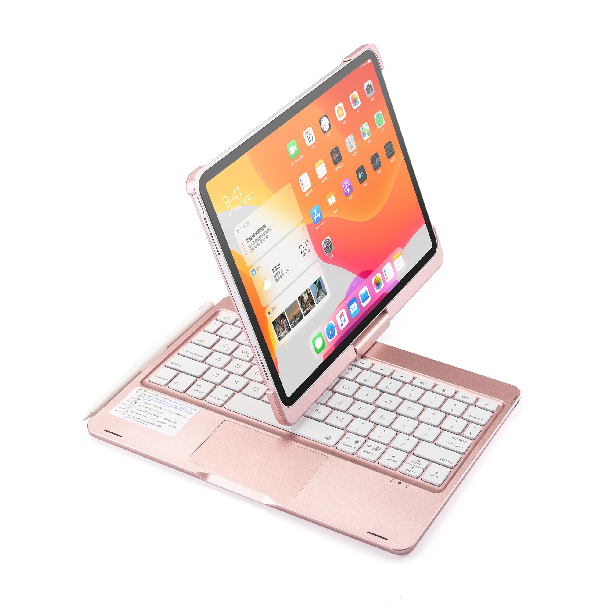 Kleurrijke Backlight 360 Graden Rotatie Met Pen Houder Muis Touchpad Laptop Bluetooth Toetsenbord Voor Ipad Pro 11 F360BS F360BTS