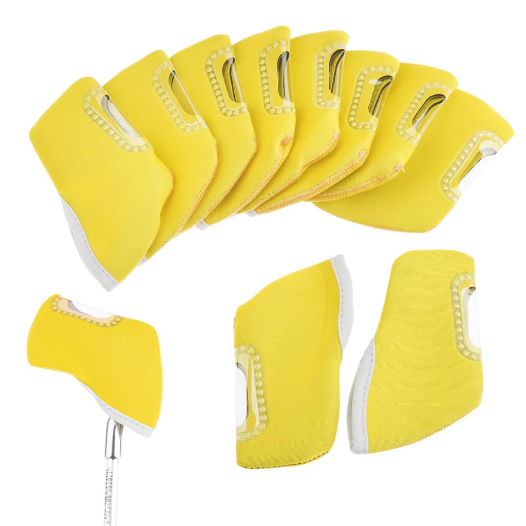 Housses de tête en fer Golf, protection de la tête en fer pour le Golf protection de la tête en fer pour le Club de Golf, accessoires de Golf, 9 couleurs, 10 pièces: Yellow