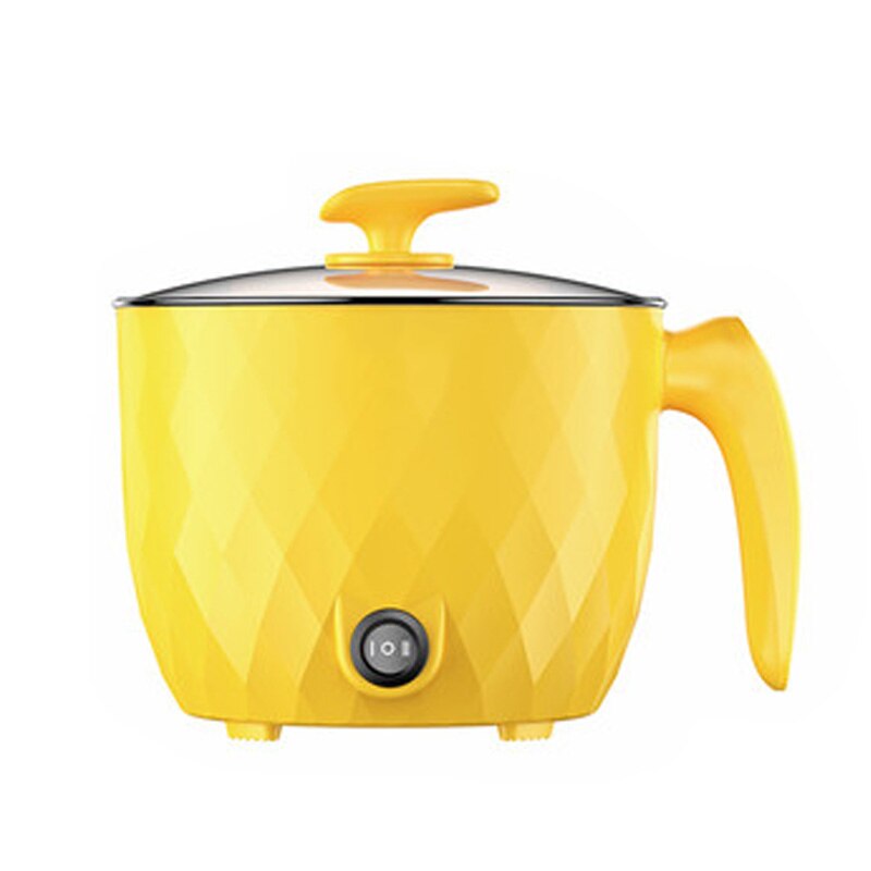 DMWD 220V Multifunctional Electric Cooker Heating Pan Electric Cooking Pot Machine Hotpot Noodles Rice Eggs Soup double Steamer: Yellow
