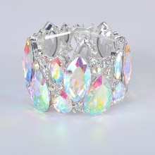 Moda nova marquise cristal manguito pulseiras pulseiras grande estiramento bangle para mulheres casamento nupcial pulseira jóias presente para meninas