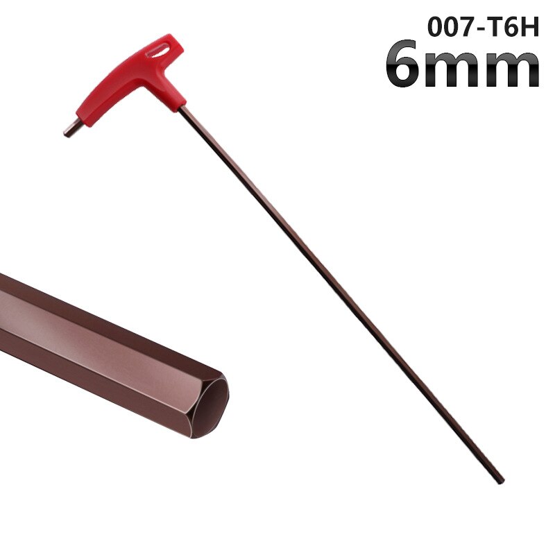 Extra lång typ sexkantnycklar set 3/4/5/6/8mm insexnycklar handverktyg sexkant set t handtag platt skiftnyckel reparationsverktyg nycklar för reparationsbil: 6mm