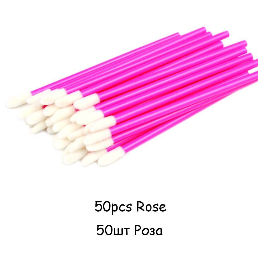 50 Stuks Wegwerp Lip Borstel Wimperborstels Wimpers Micro Borstels Wimper Extension Applicator Cleaner Beauty Makeup Tools: 50pcs Rose