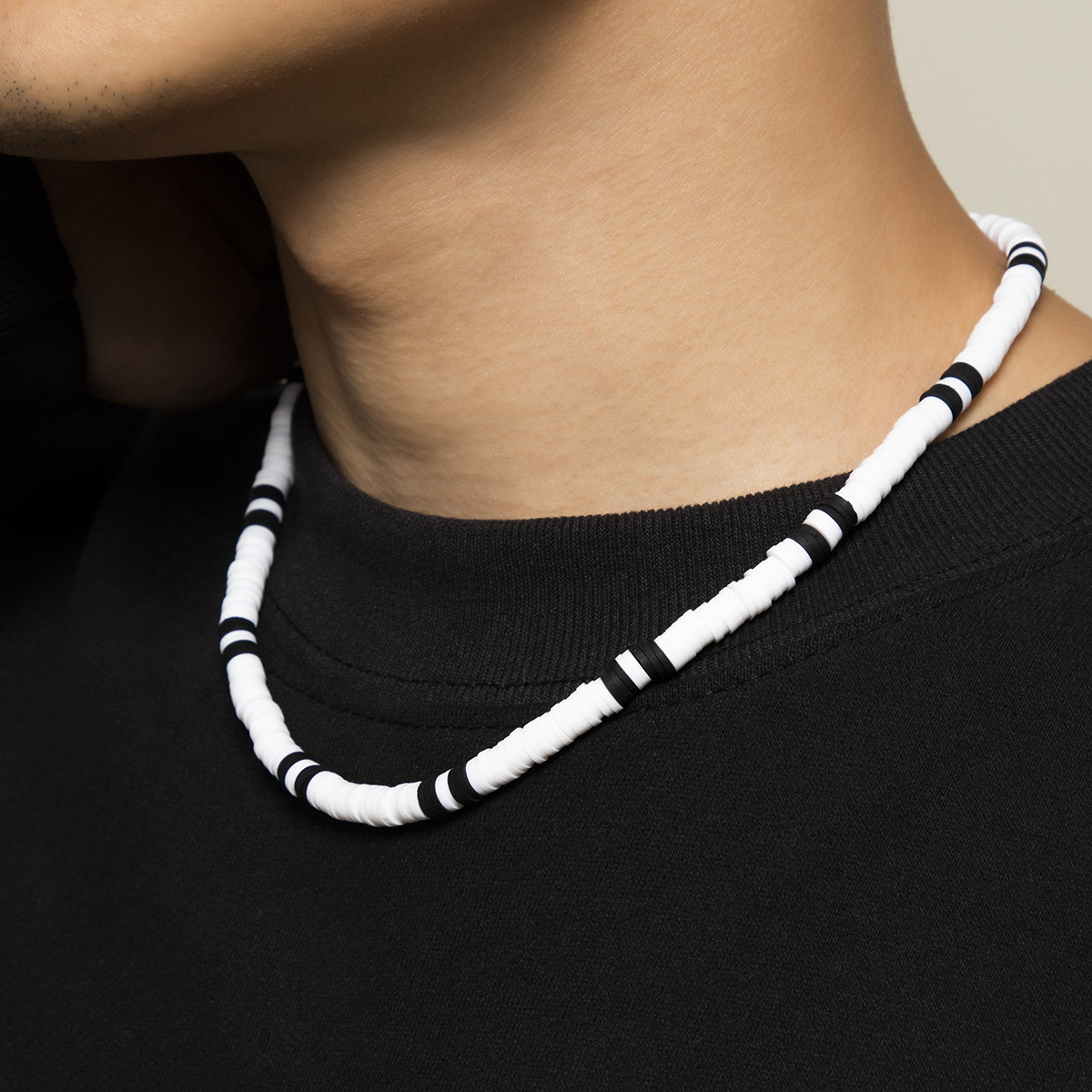 Tauam Zomer Wit Zwart Kleur Zachte Klei Kralen Choker Kettingen Voor Vrouwen Mannen Eenvoudige Minimalistische Kraag Kettingen Sieraden